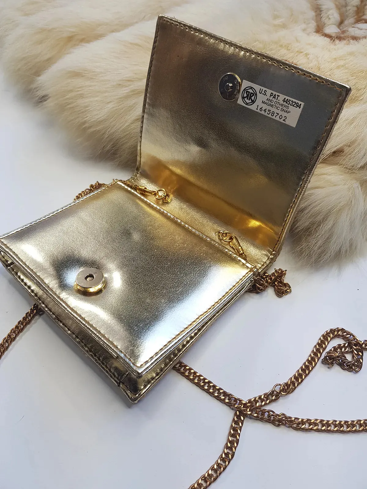 Iconic Vintage Designer Whiting & Davis Metal Mesh mini evening bag - glamorous long chain