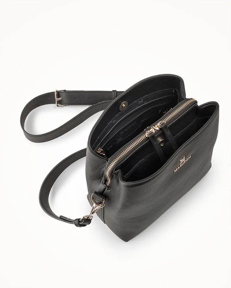 Joanie 3 Compartment Crossbody Bucket Bag