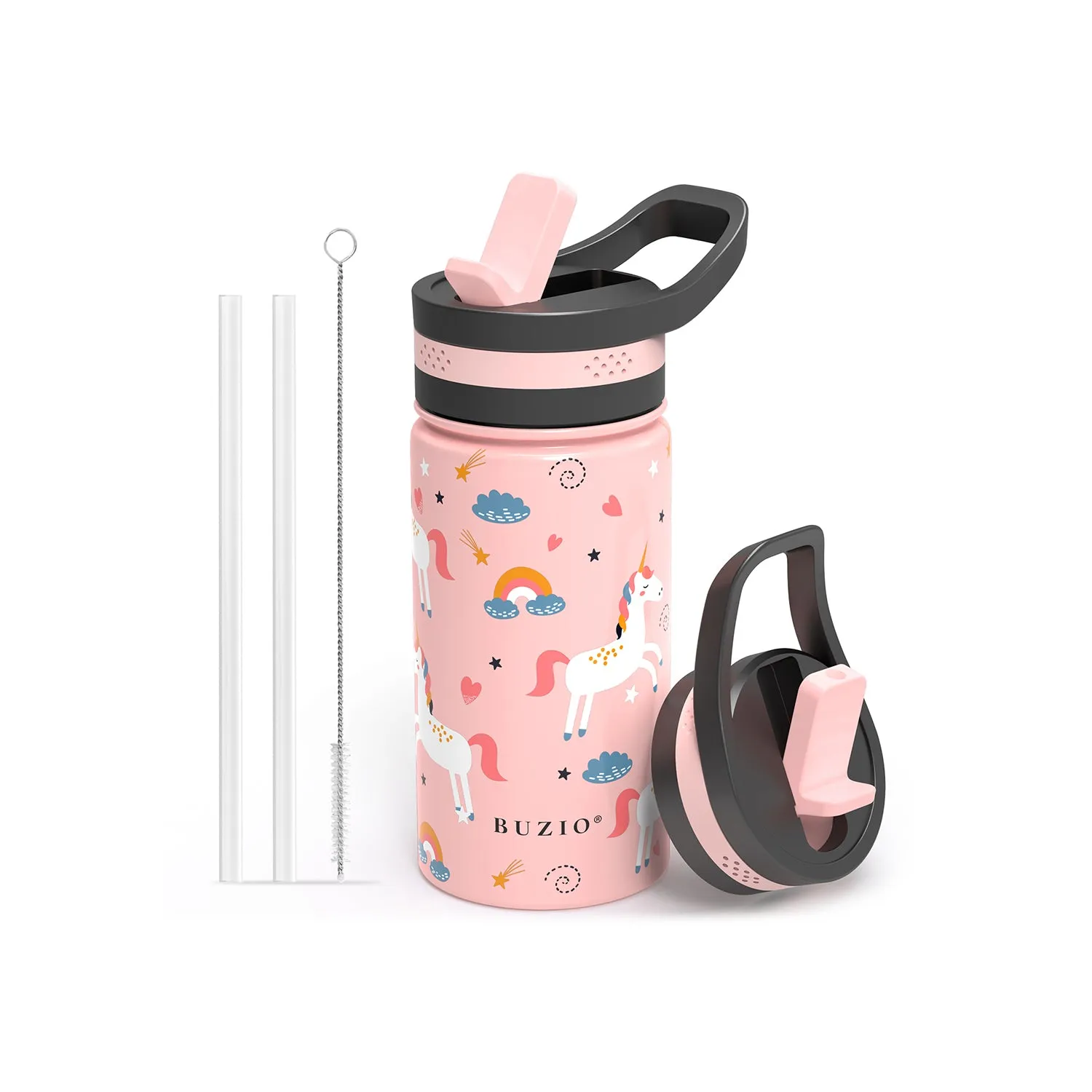 Kids Water Bottle with Straw Lid | 14oz | Pink Unicorn