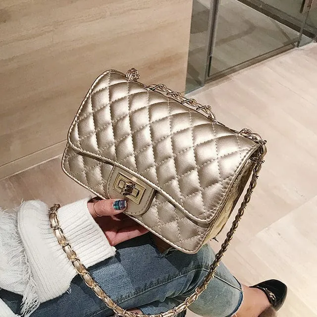 Luxury PU Leather Fashion Chain Women Flap Clutch