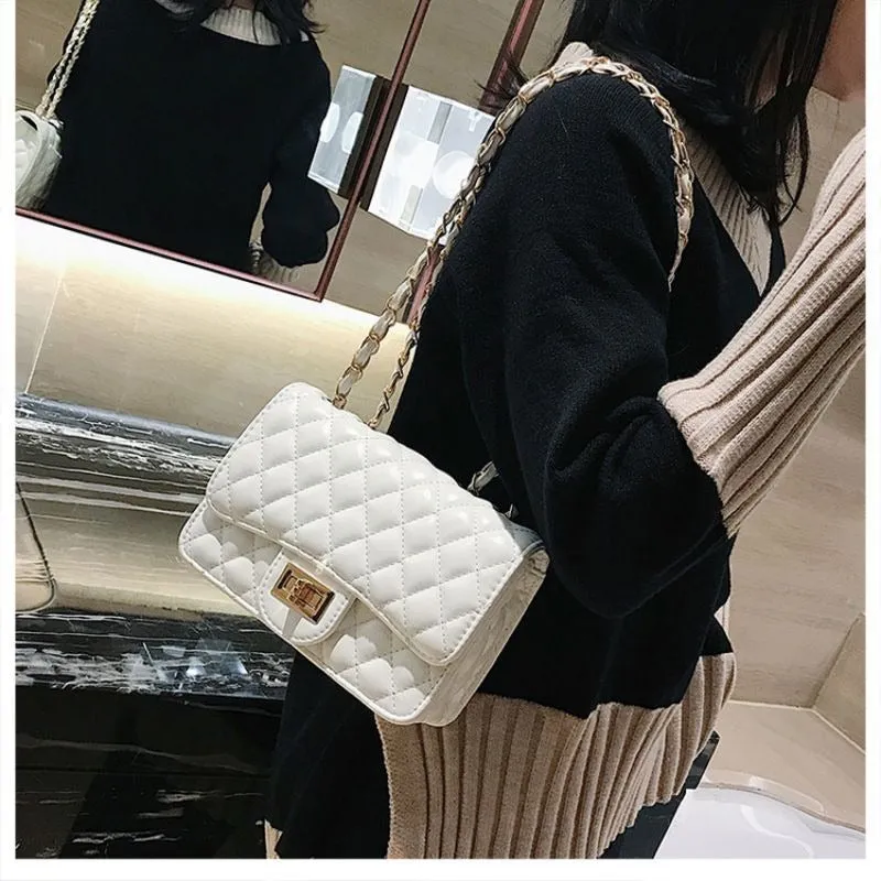 Luxury PU Leather Fashion Chain Women Flap Clutch