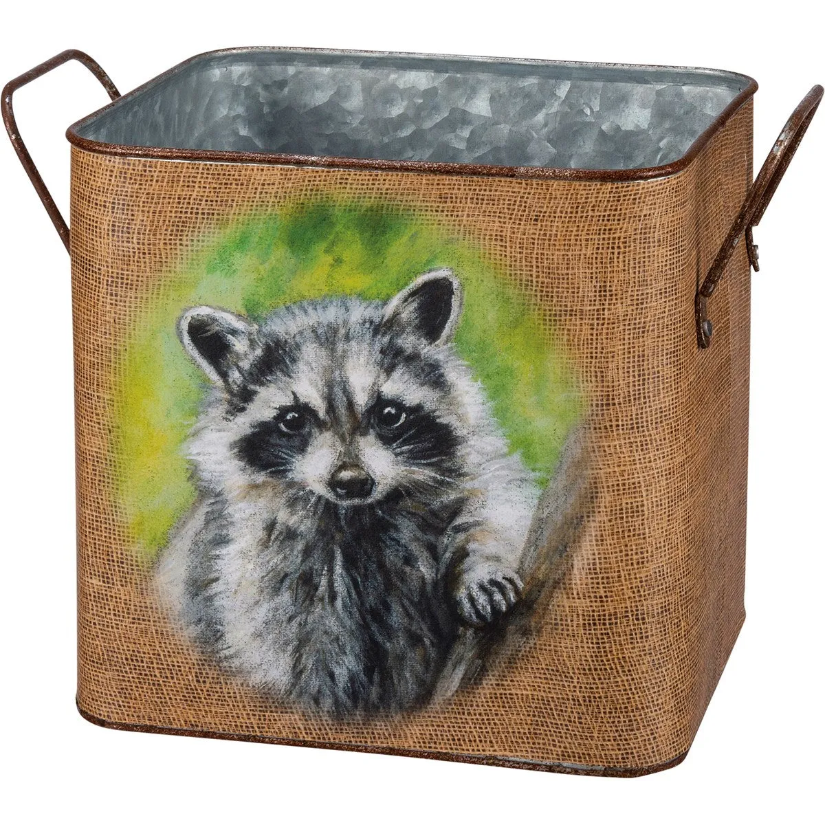 Medium Racoon/Deer Tin Bucket