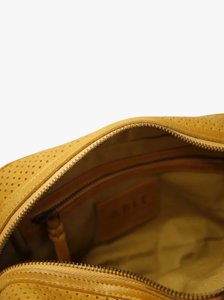 Medium Zipper Crossbody in Perforated Cognac