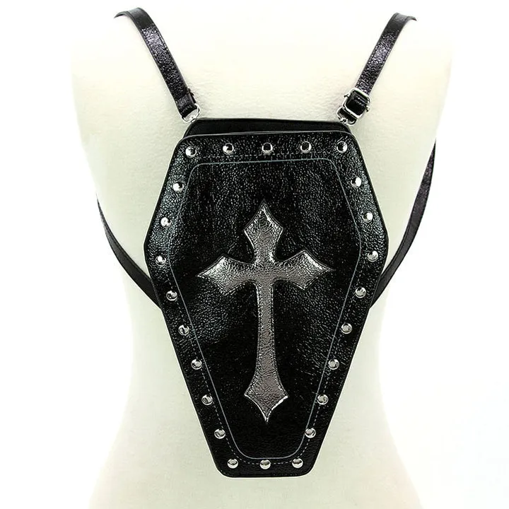 Metallic Cross Coffin Bag Backpack