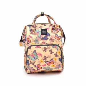 Mother's back pack (diaper bag) comfortable for travelling mothers, premium quality - size(45*34cm), cream with butterfly's print