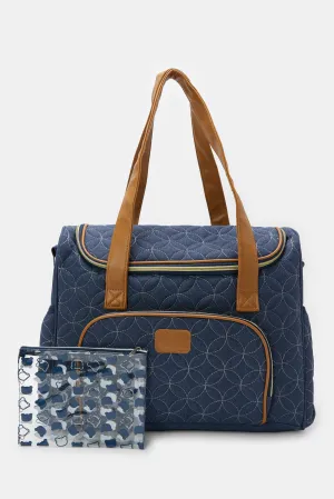 Navy Embellished Diaper Bag