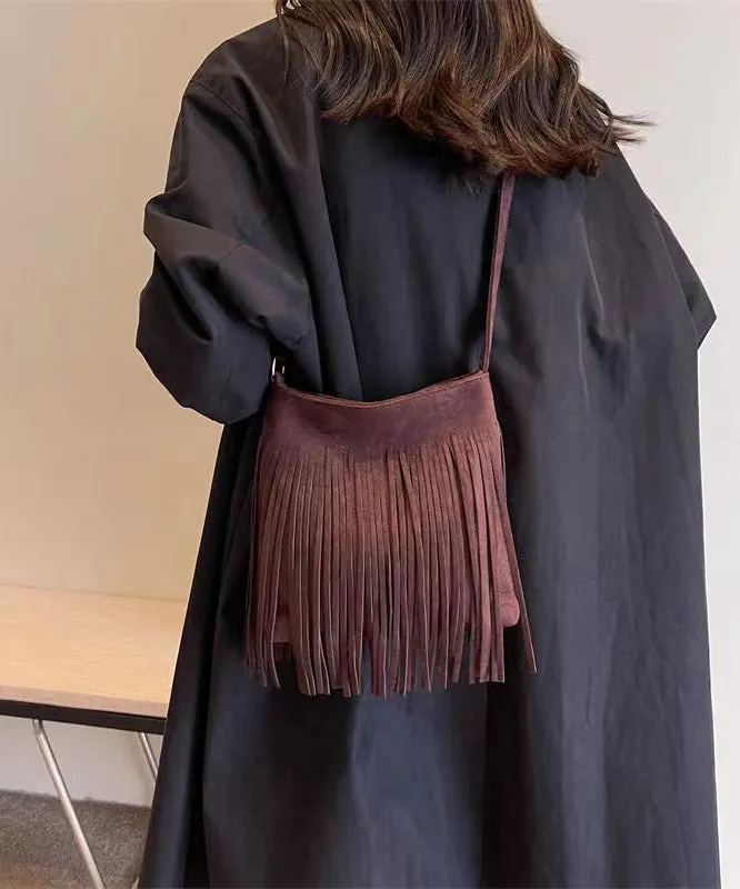 New Coffee Faux Suede Tassel Versatile Shoulder Crossbody Bag ML2182