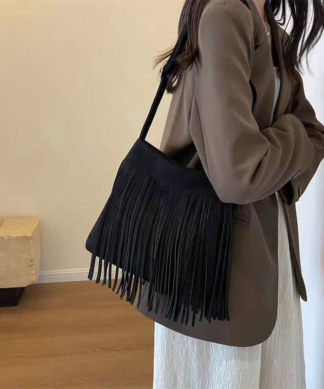 New Coffee Faux Suede Tassel Versatile Shoulder Crossbody Bag ML2182