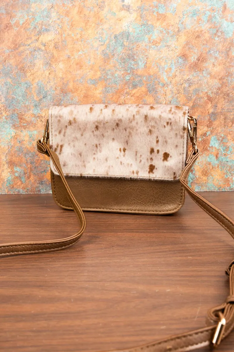 NGIL Square Deal Becky Cow Taupe Brown Clutch