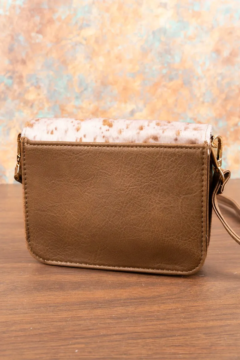 NGIL Square Deal Becky Cow Taupe Brown Clutch