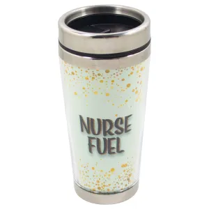 Nurse Fuel Gold Decal 16 Ounce Stainless Steel Travel Tumbler Mug with Lid