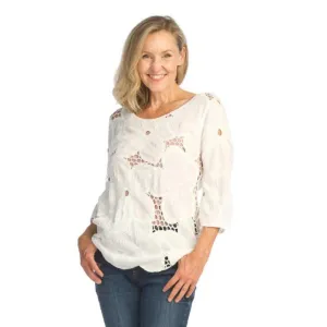 Papillon Crochet & Embroidered Floral Blouse Cream