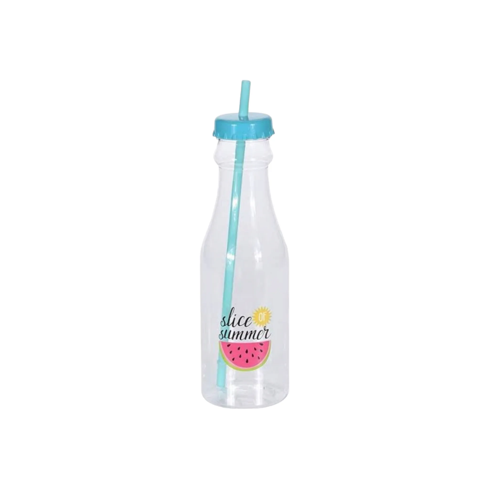 Plastic Smoothie Bottle  650ml with Lid & Straw