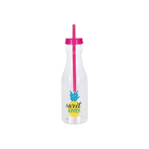 Plastic Smoothie Bottle  650ml with Lid & Straw