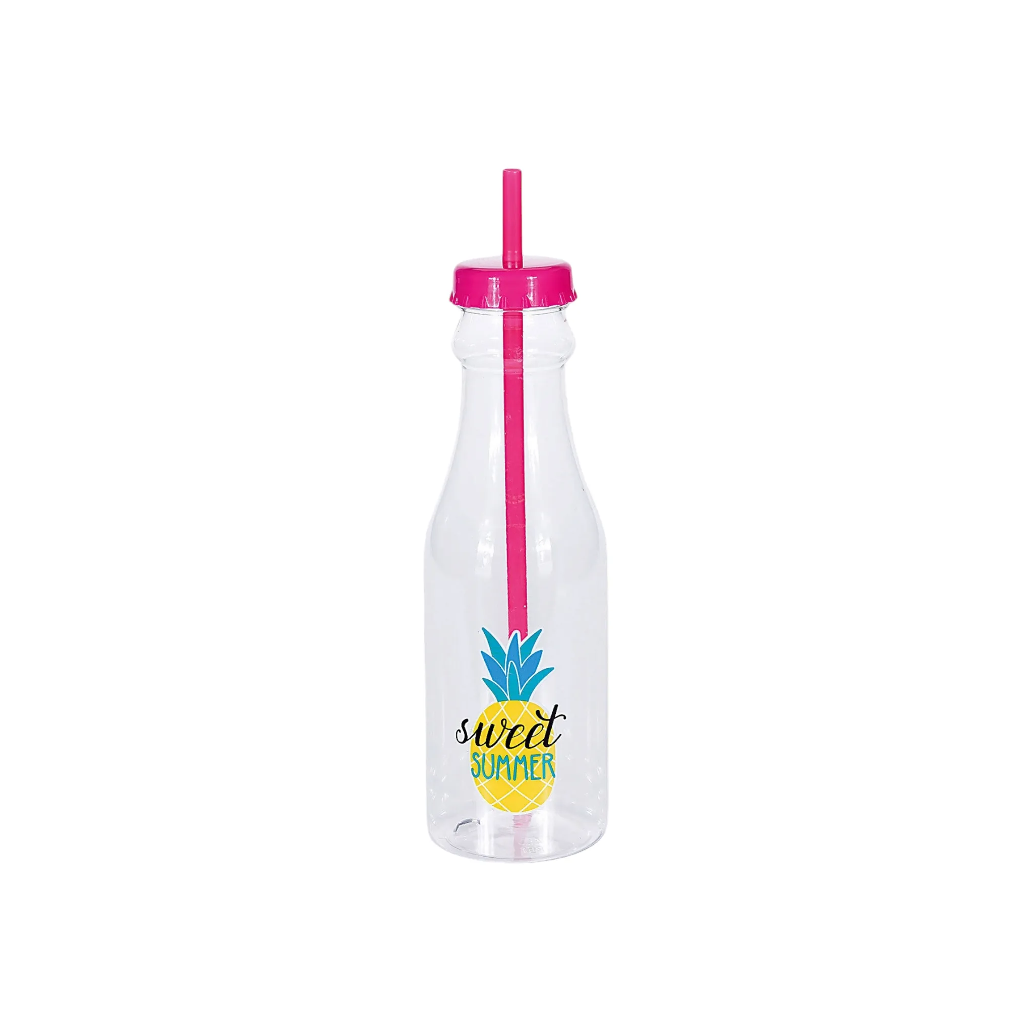 Plastic Smoothie Bottle  650ml with Lid & Straw