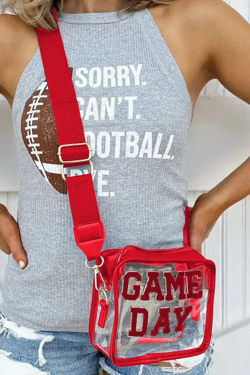 PREORDER! ETA 3/01 Fiery Red Chenille Game Day Clear Crossbody **SHIPPING EXPECTED TO BEGIN ON DATE 3/01**