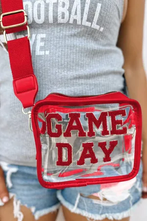 PREORDER! ETA 3/01 Fiery Red Chenille Game Day Clear Crossbody **SHIPPING EXPECTED TO BEGIN ON DATE 3/01**