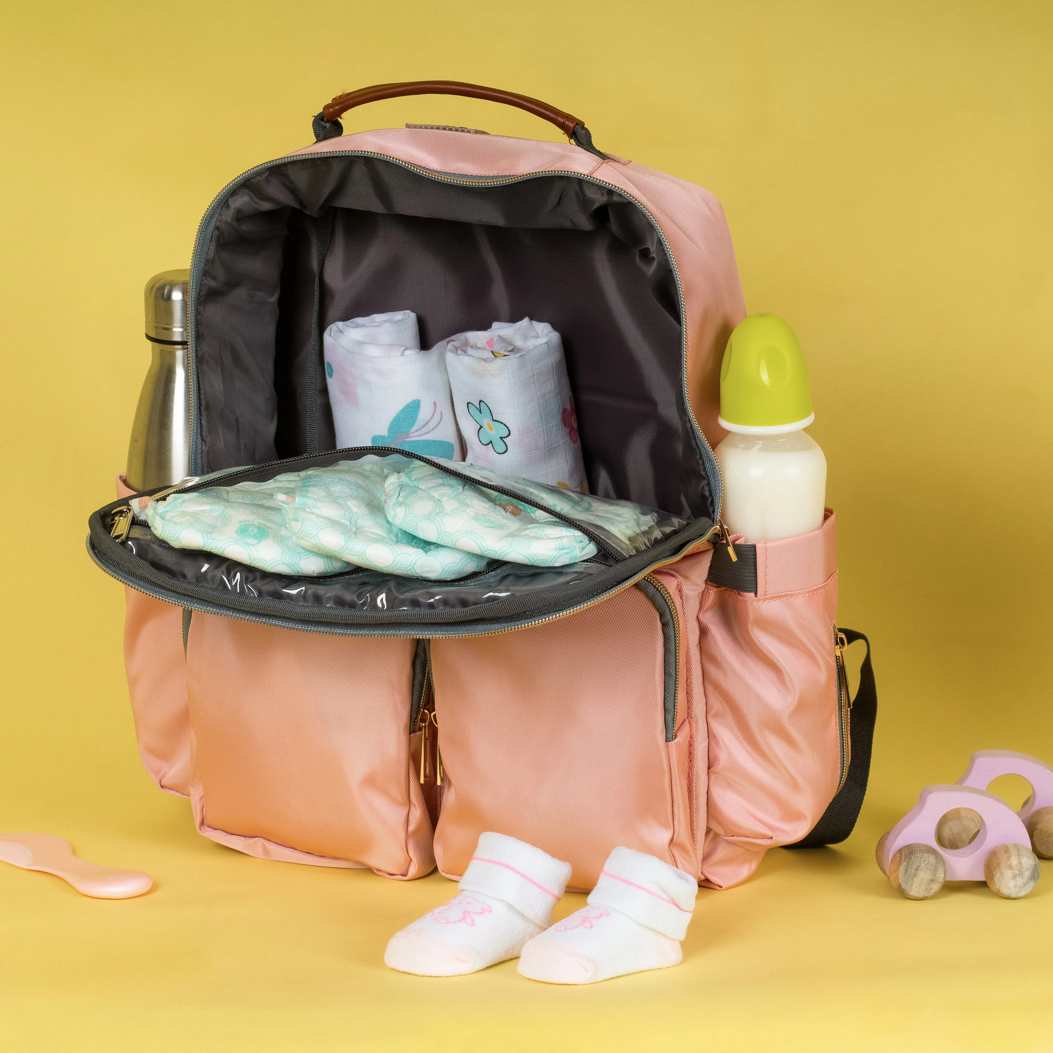 Pretty In Pink Diaper Bag (Two Front Pockets)