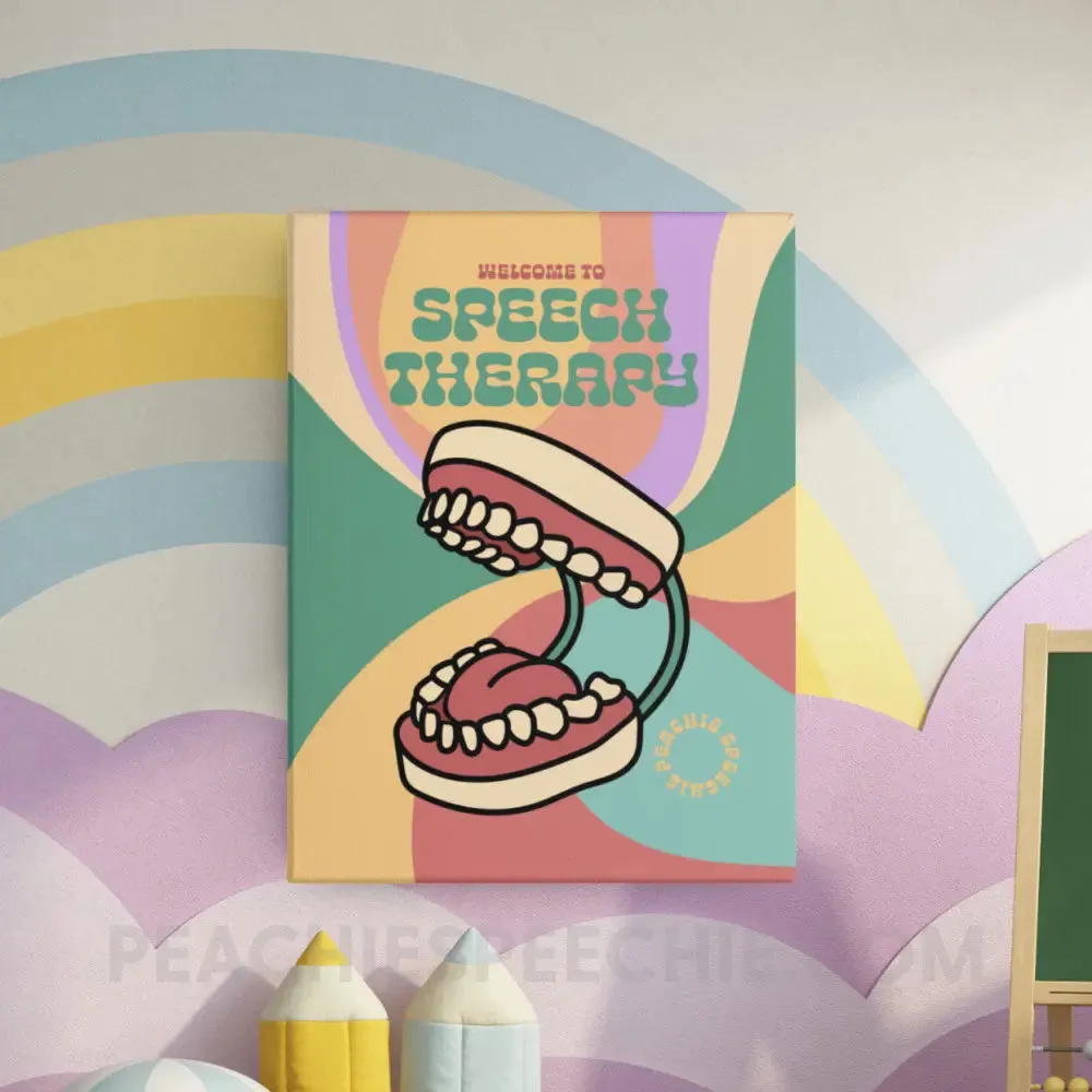 Retro Welcome To Speech Therapy Canvas