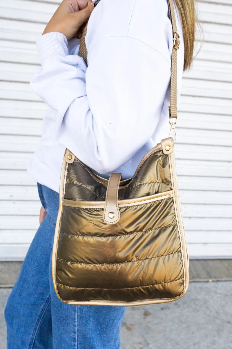 SALE! Lake Tahoe Metallic Gold Puffy Crossbody