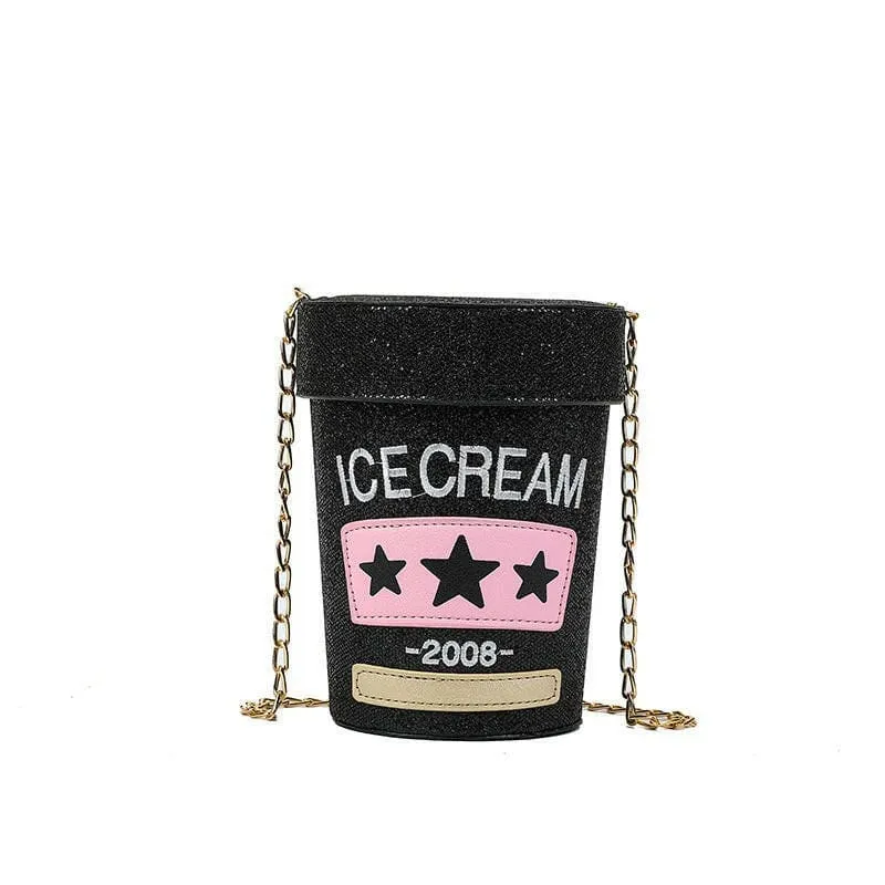 Sequin Crossbody Small Bag in Fun Cream Pot Design