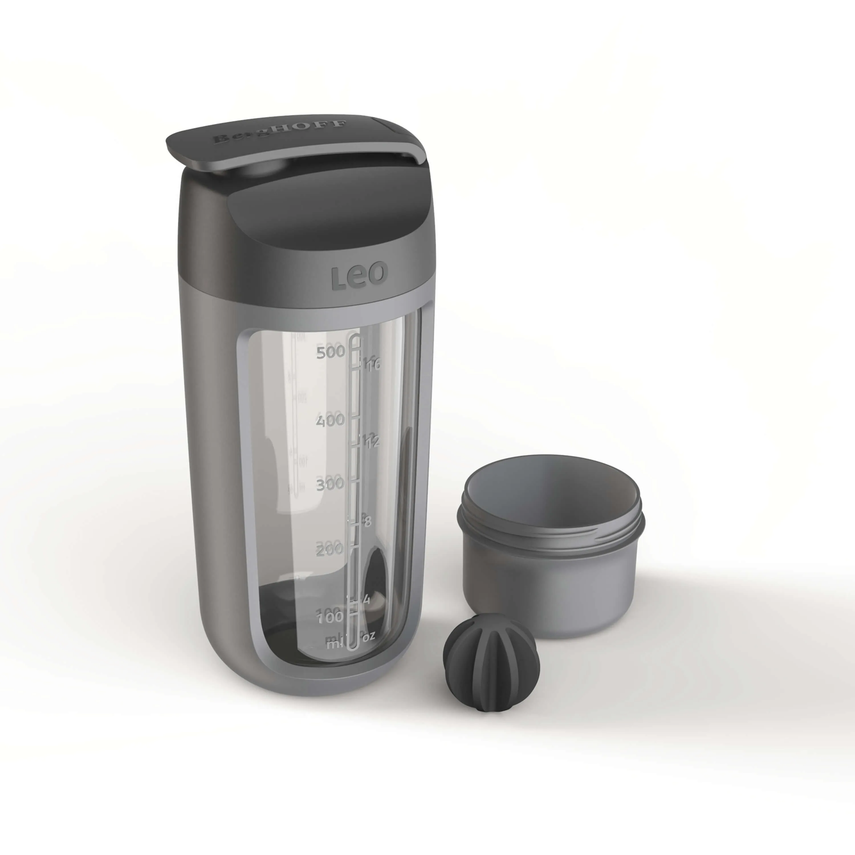 Shaker Bottle With Powder Compartment 500ml - Grey