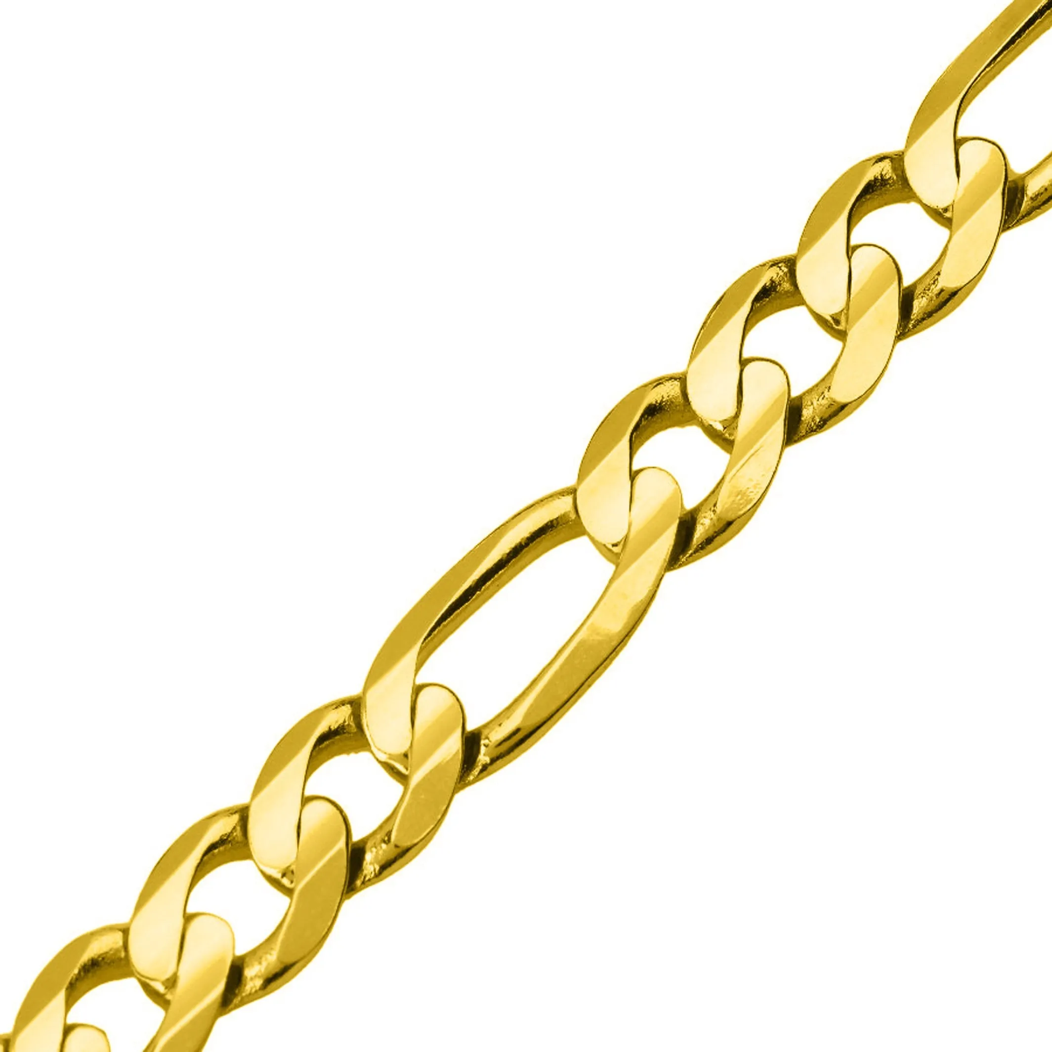 Solid 14K Yellow Gold 7mm Figaro Chain Necklace - Concave Figaro