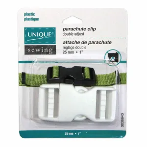 UNIQUE SEWING Double Adjust Parachute Buckle - Plastic - 25mm (1") - White