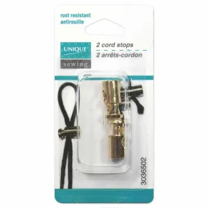 UNIQUE SEWING Metal Cord Stops - Gold - 2 pcs