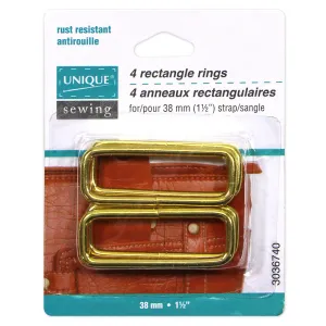 UNIQUE SEWING Rectangle Rings - 38mm (1½") - Gold - 4 pcs.