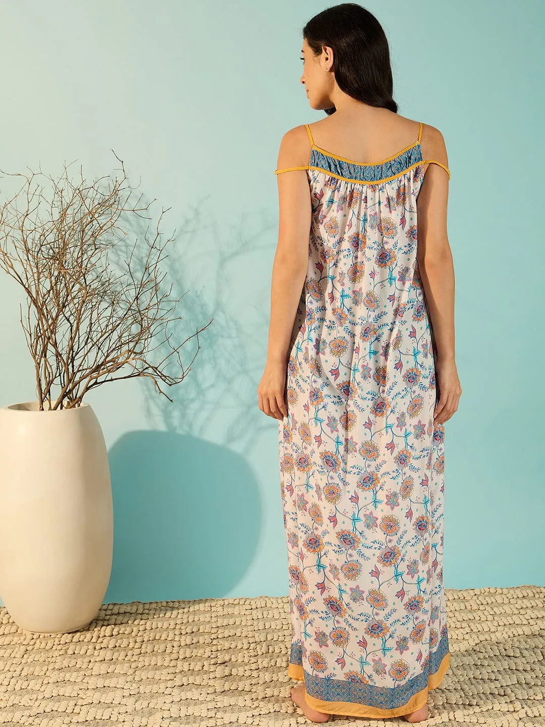 Women Floral Printed Modal Negligee Dress