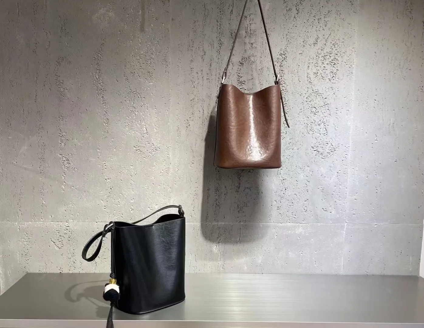 Women's Hobo Shoulder Bags Genuine Leather Hobo Bucket Bag