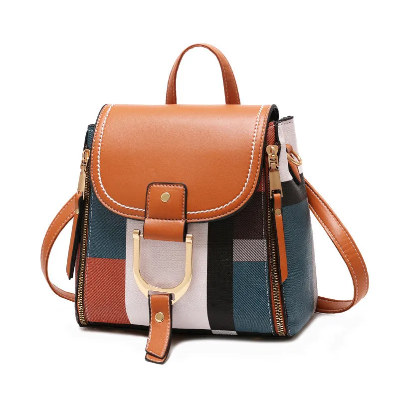 Women's Leather Crossbody Backpack with Belt & Multiple Pockets