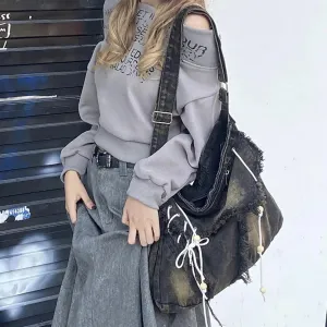 Y2K Harajuku Aesthetic Messenger Korean Gothic Vintage Denim Crossbody Bag