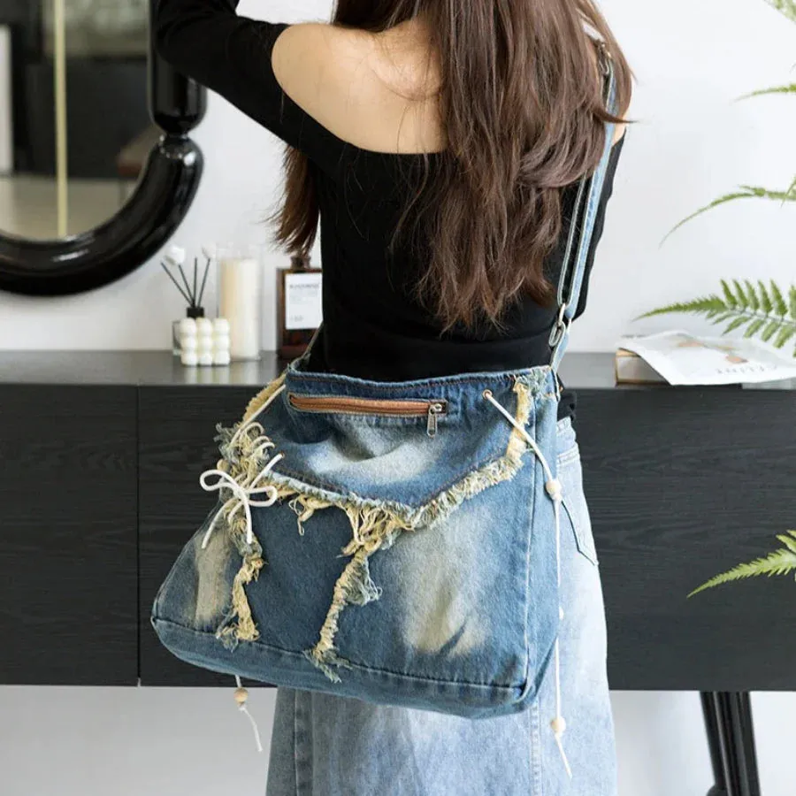 Y2K Harajuku Aesthetic Messenger Korean Gothic Vintage Denim Crossbody Bag