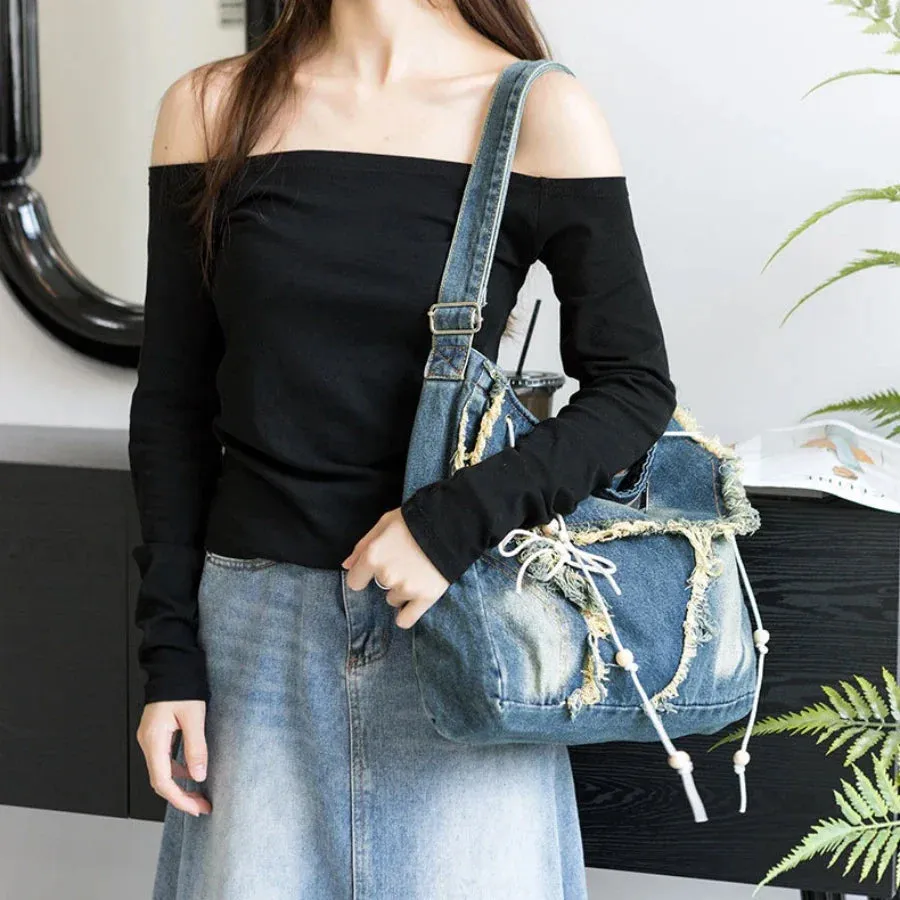 Y2K Harajuku Aesthetic Messenger Korean Gothic Vintage Denim Crossbody Bag